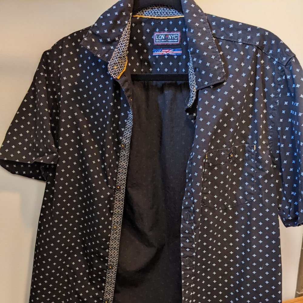 LON NYC Short Sleeve Button Down Men's Shirt